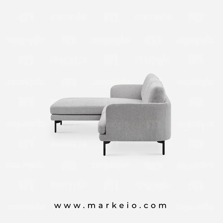 Arika gris clair - Canapé méridienne avec pouf