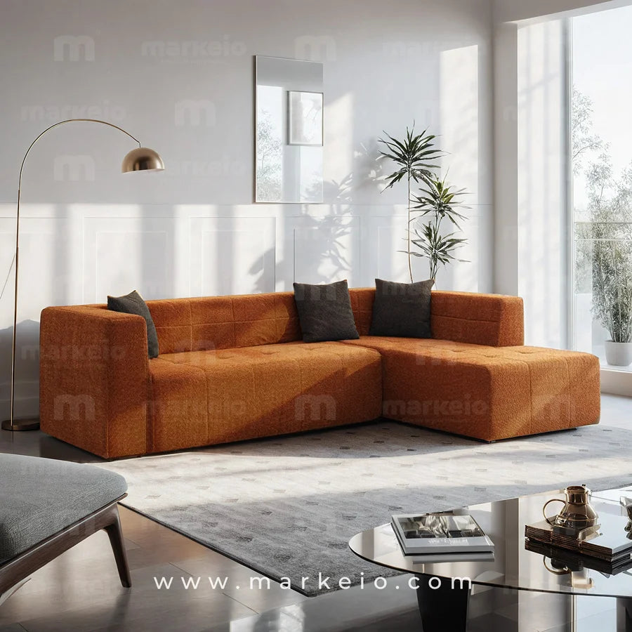 Eliano - Canapé d'angle en forme de L droit