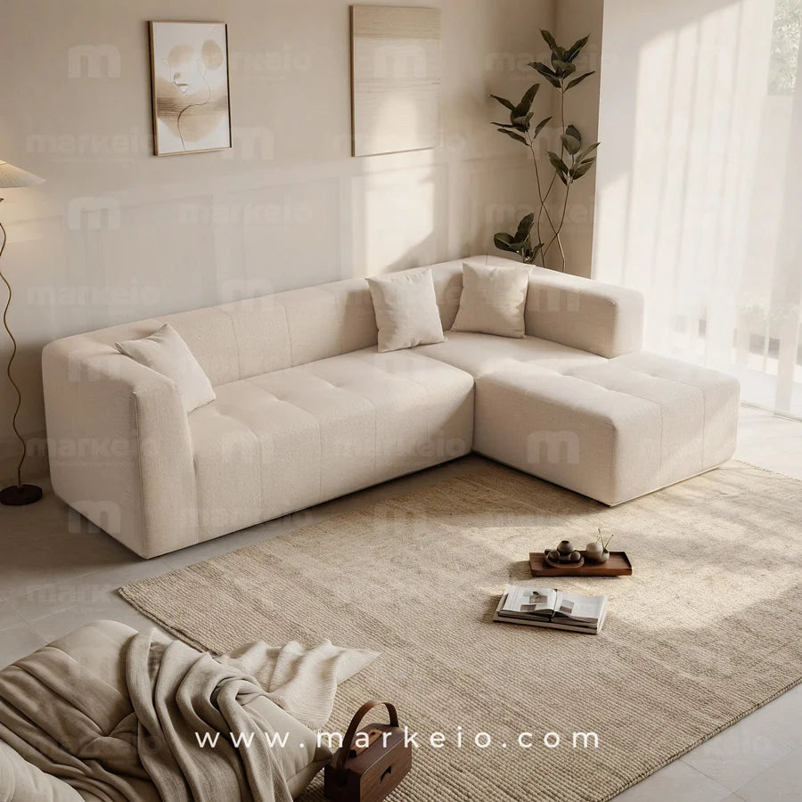 Eliano - Canapé d'angle en forme de L droit