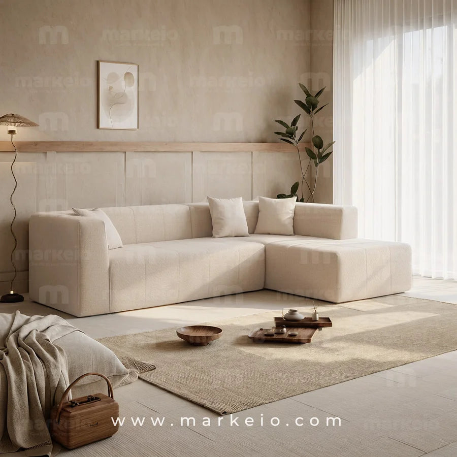 Eliano - Canapé d'angle en forme de L droit