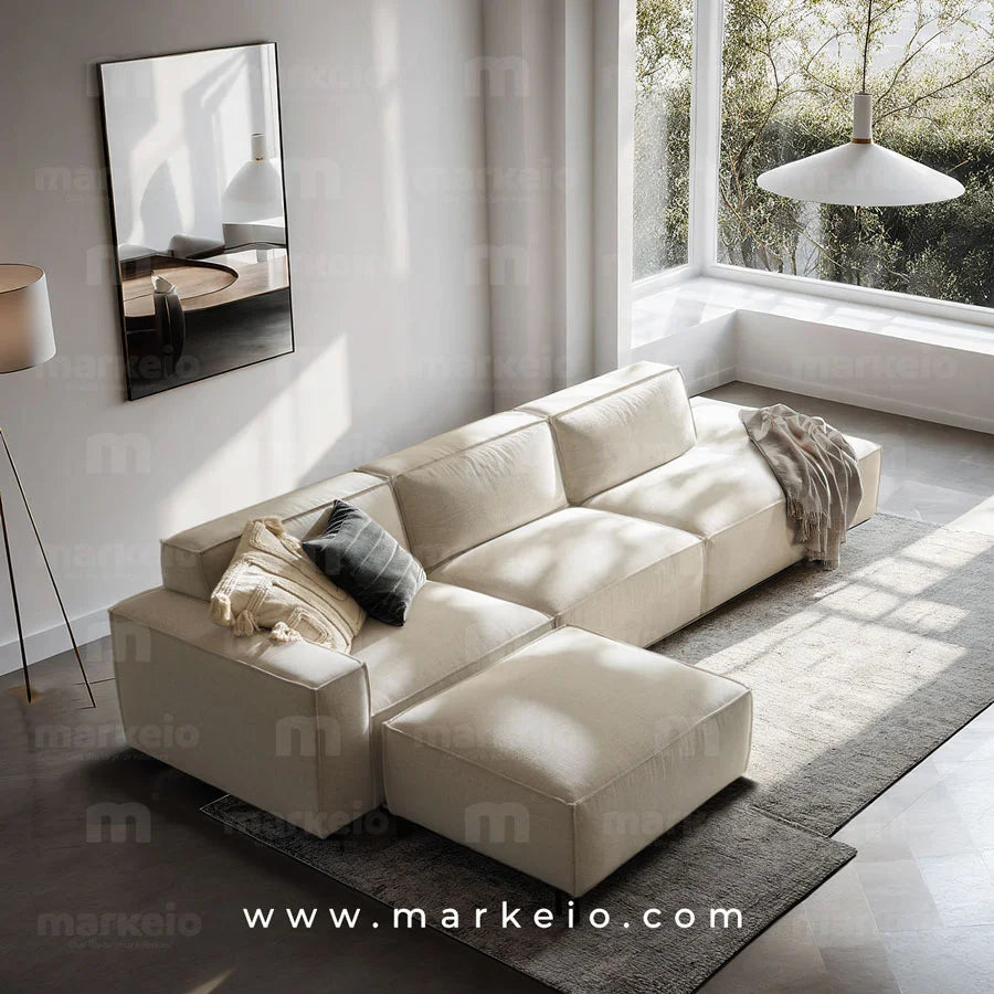 Divano - Canapé méridienne droite large avec pouf
