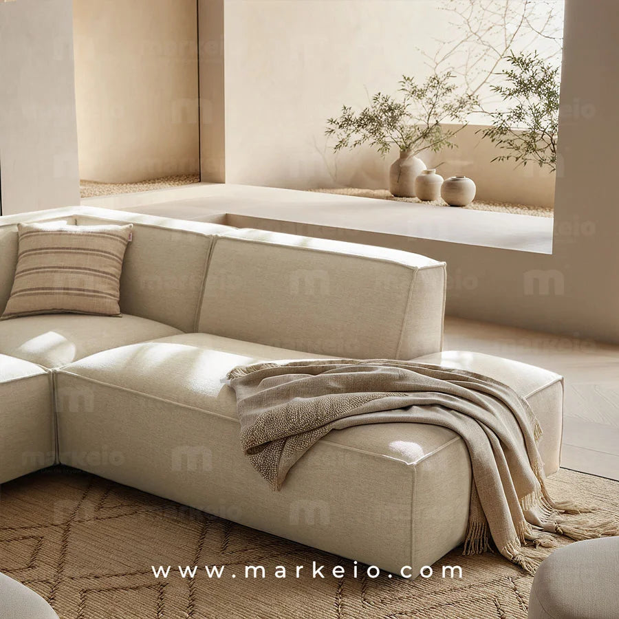 Divano - Canapé méridienne droite large avec pouf