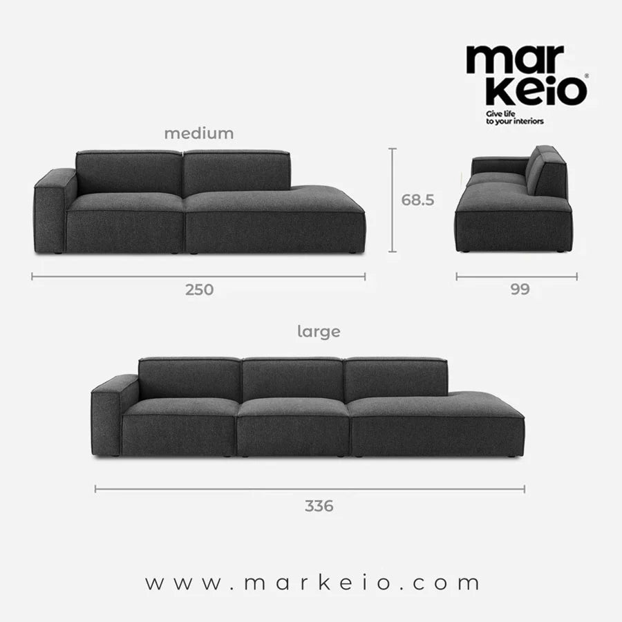 Divano Dark - Canapé avec méridienne droite