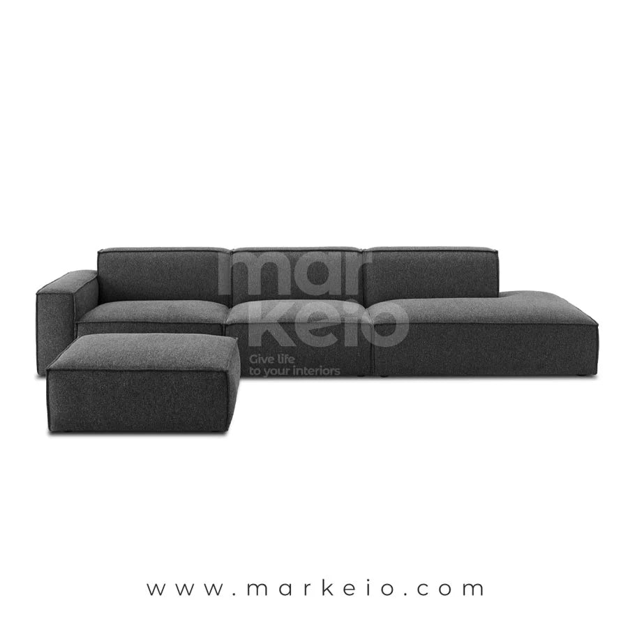 Divano Dark - Canapé méridienne droite avec pouf
