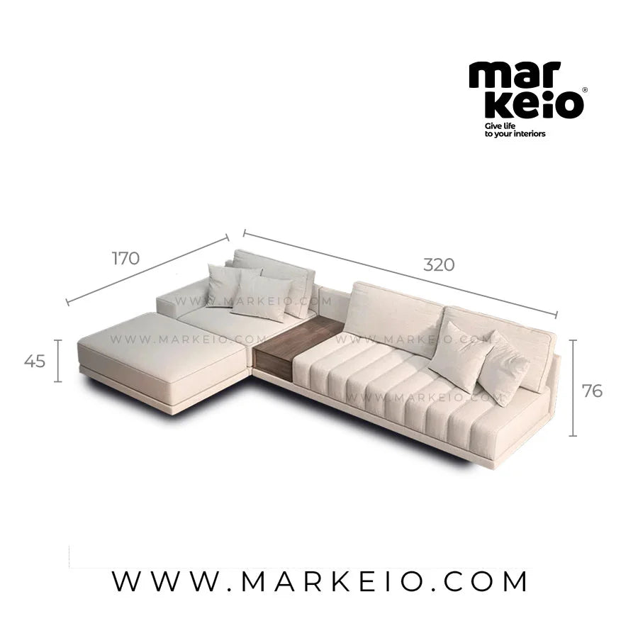 Linea - Canapé modulable méridienne avec pouf