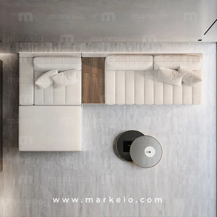 Linea - Canapé modulable méridienne avec pouf