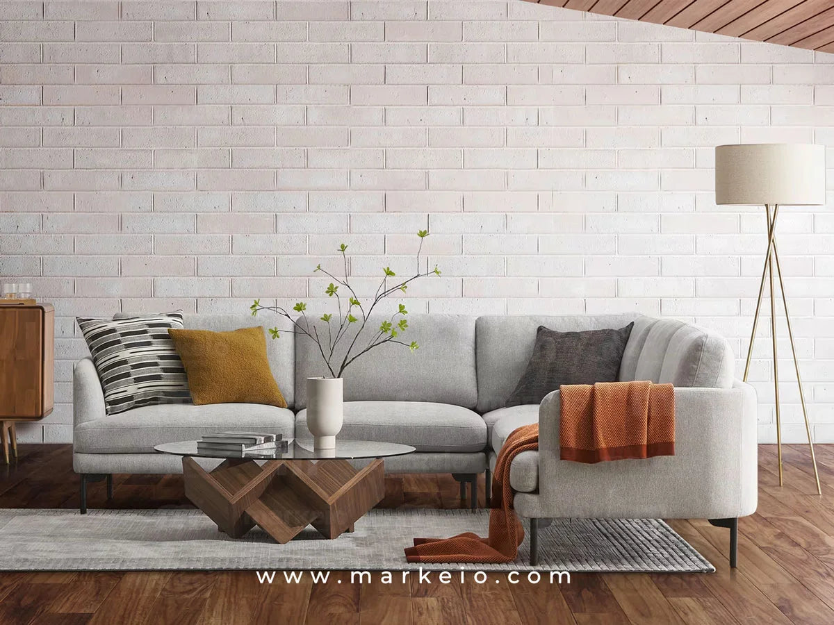 Arika gris clair - Canapé d'angle en forme de L