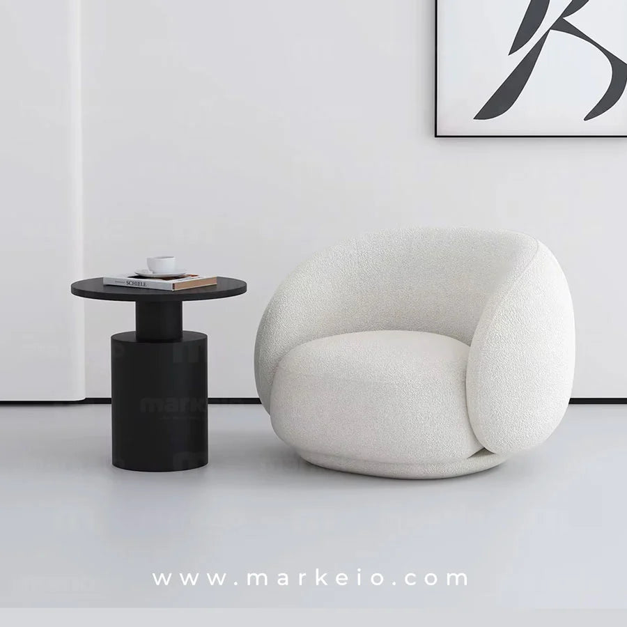 Fauteuil Curve design arrondi en bouclé pour salon moderne au Maroc