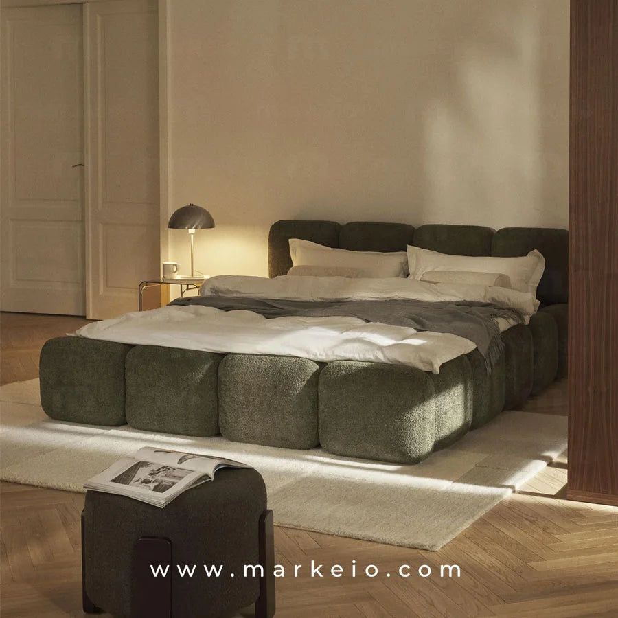 Lit rembourré Evamo avec coffre de rangement à Casablanca.