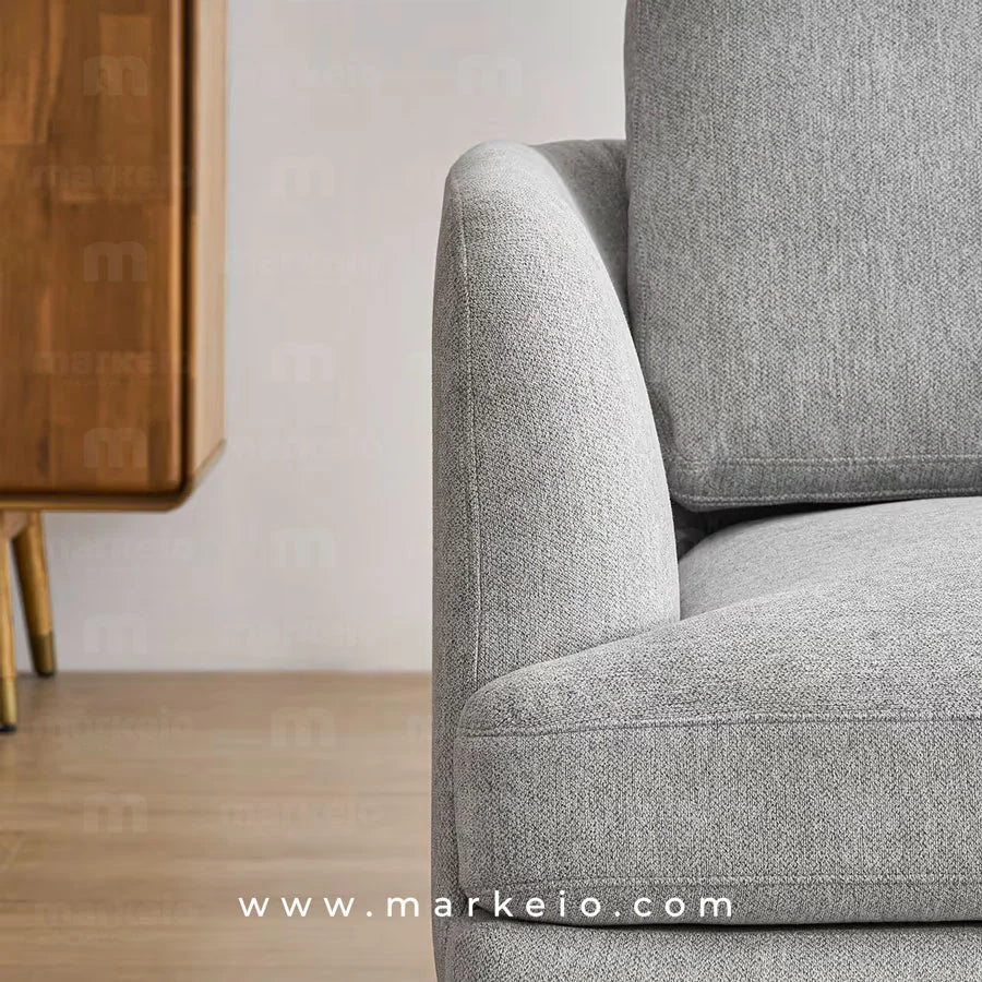 Arika gris clair - Canapé méridienne avec pouf