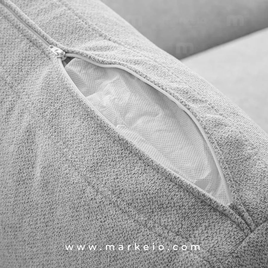 Arika gris clair - Canapé méridienne avec pouf