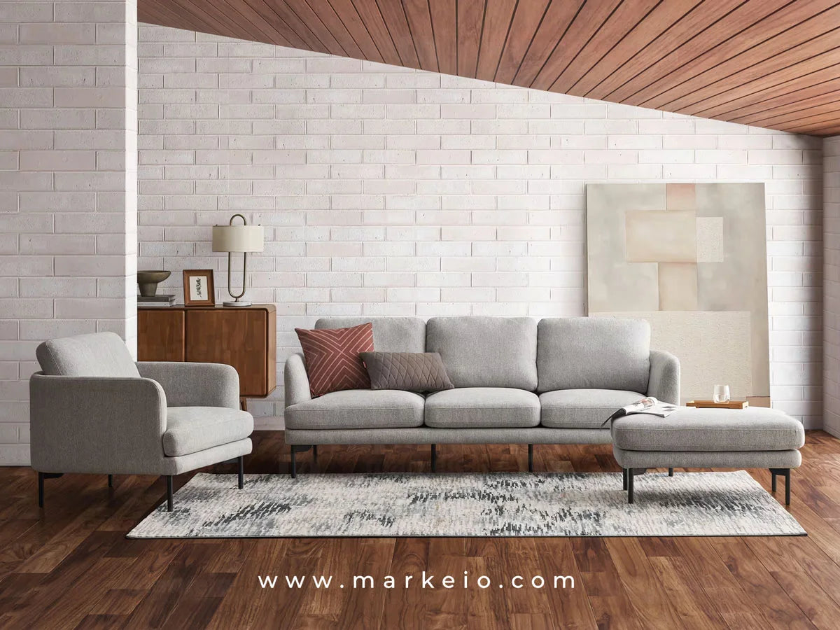 Pouf confortable Arika gris clair intérieur moderne