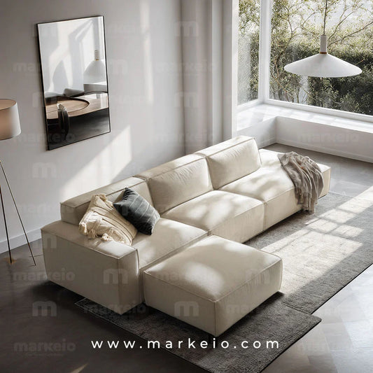 Divano - Canapé méridienne droite large avec pouf