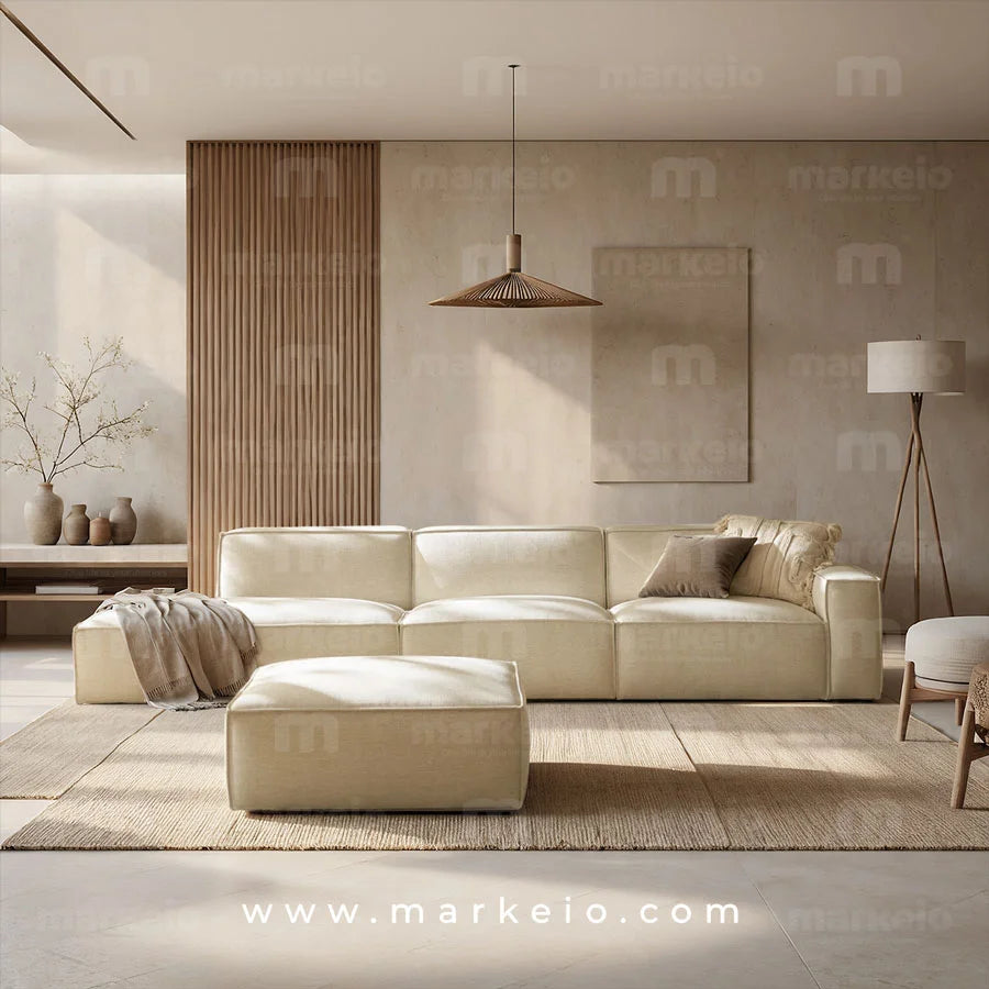 Divano - Canapé large méridienne gauche avec pouf