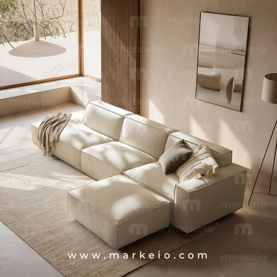 Divano - Canapé large méridienne gauche avec pouf