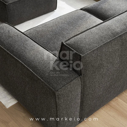 Divano Dark - Canapé méridienne droite avec pouf