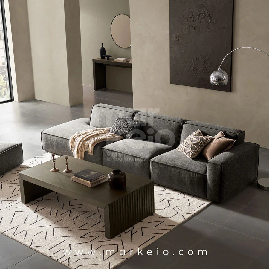 Divano Dark - Canapé méridienne gauche avec pouf