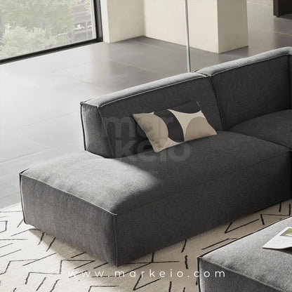 Divano Dark - Canapé méridienne droite avec pouf