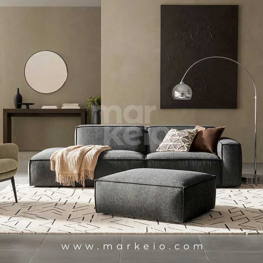 Divano Dark - Canapé méridienne gauche avec pouf