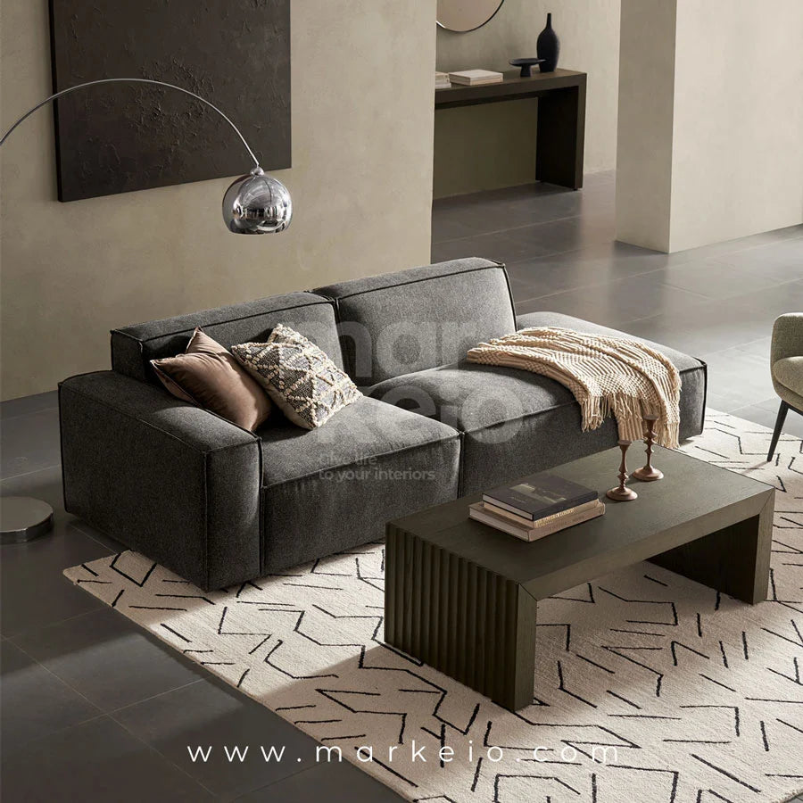 Divano Dark - Canapé méridienne droite avec pouf