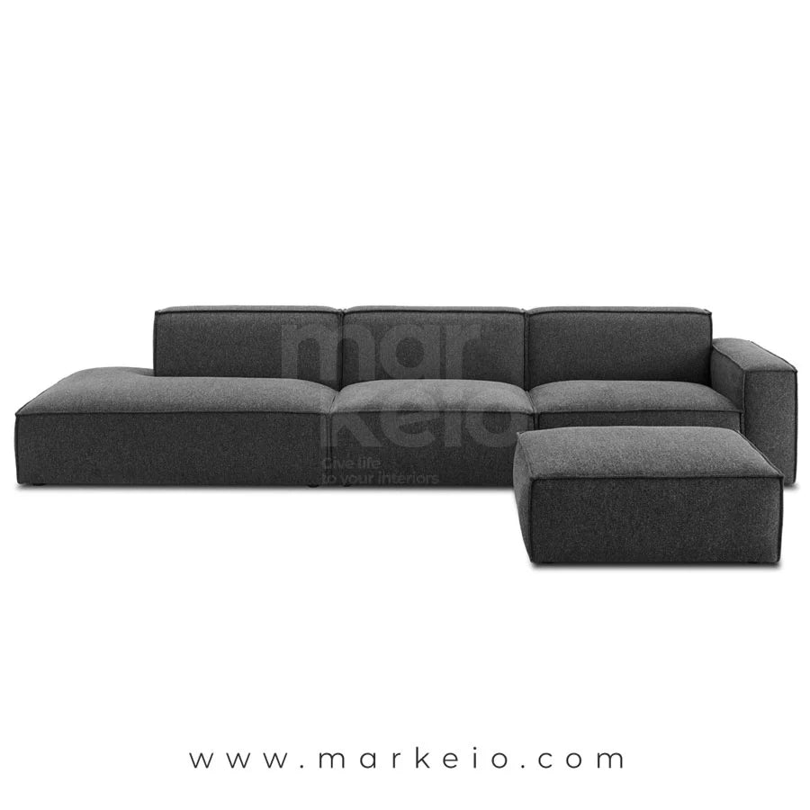 Divano Dark - Canapé méridienne gauche avec pouf