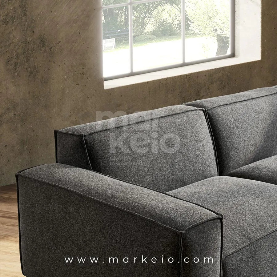 Divano Dark - Canapé méridienne droite avec pouf