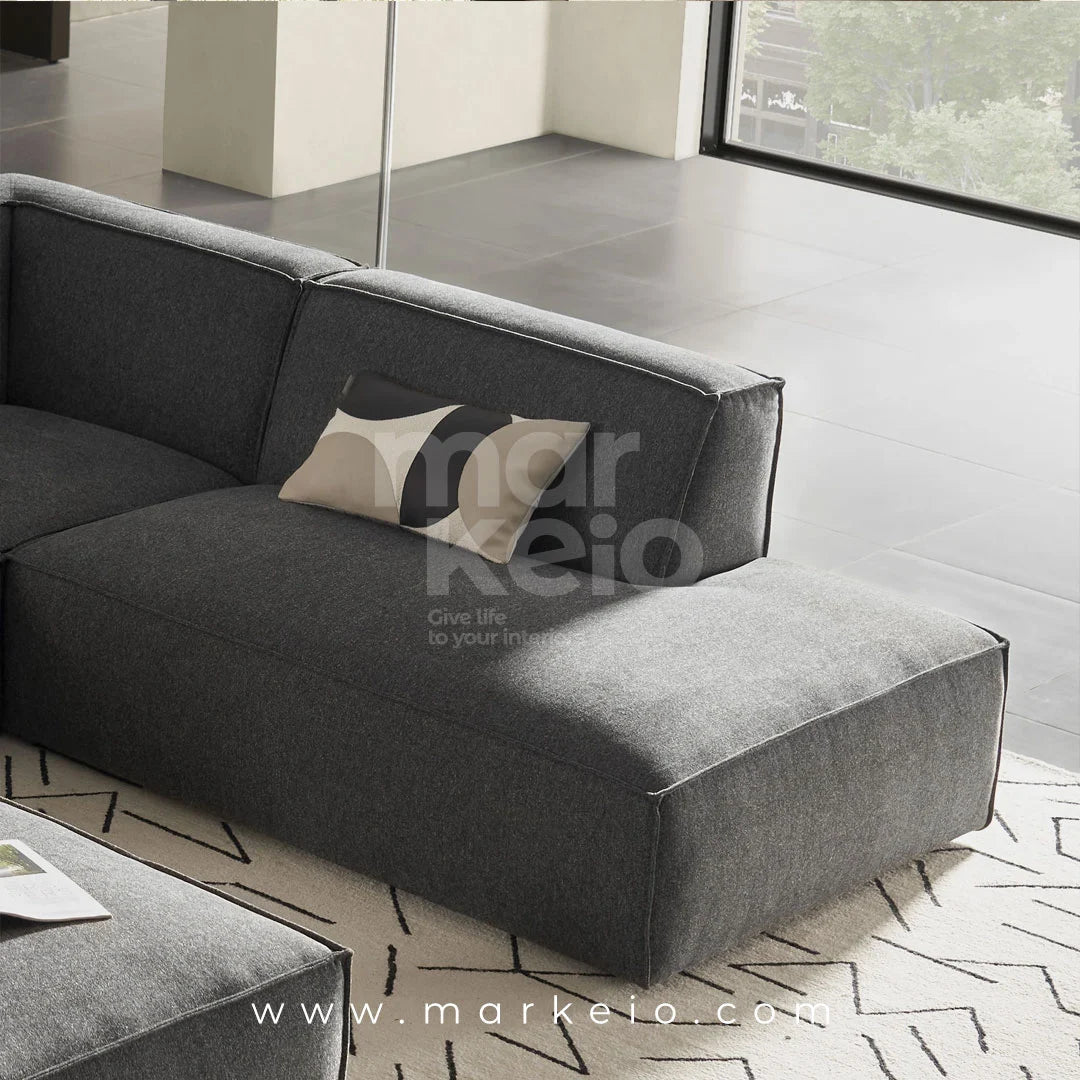 Divano Dark - Canapé méridienne droite avec pouf