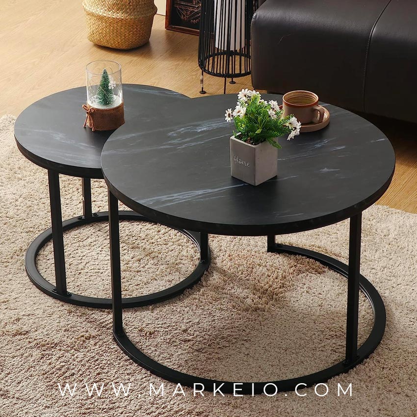 Markeio Ensa noir table basse gigogne design Effet Marbre pas cher Maroc
