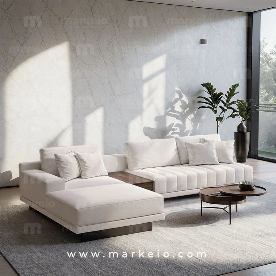 Linea - Canapé modulable méridienne avec pouf