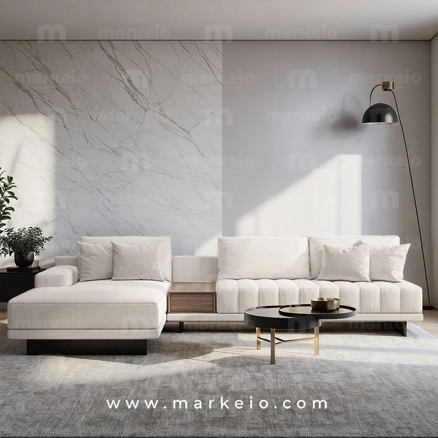 Linea - Canapé modulable méridienne avec pouf