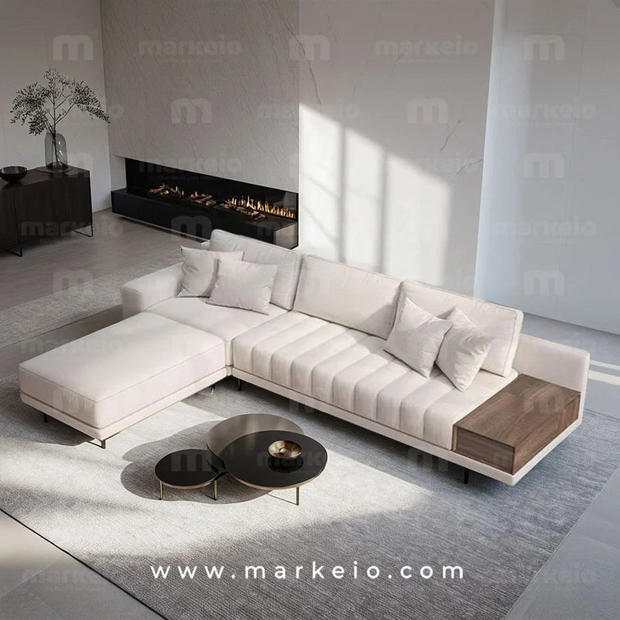 Linea - Canapé modulable méridienne avec pouf