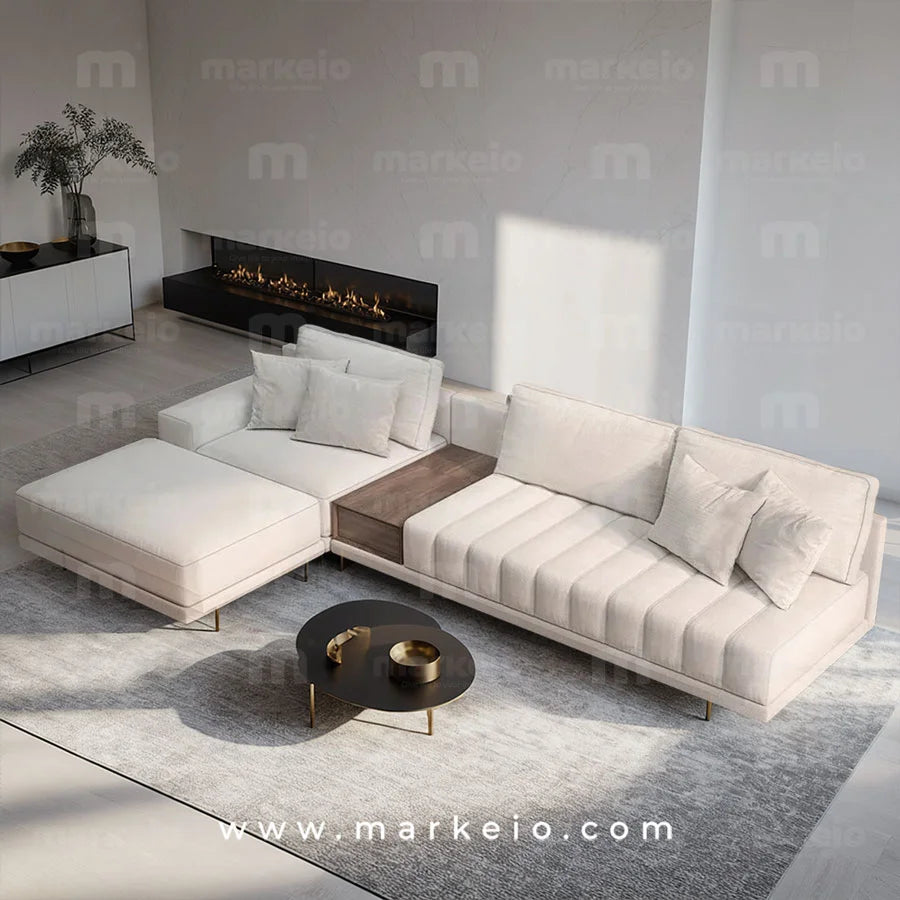 Linea - Canapé modulable méridienne avec pouf