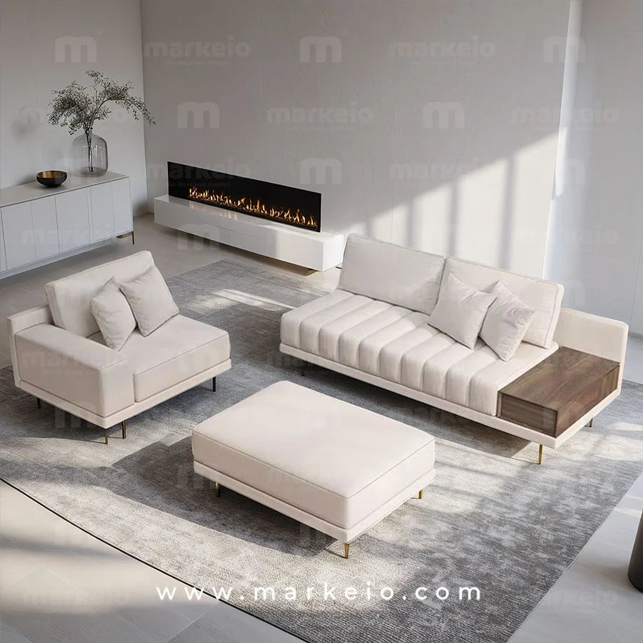 Linea - Canapé modulable méridienne avec pouf