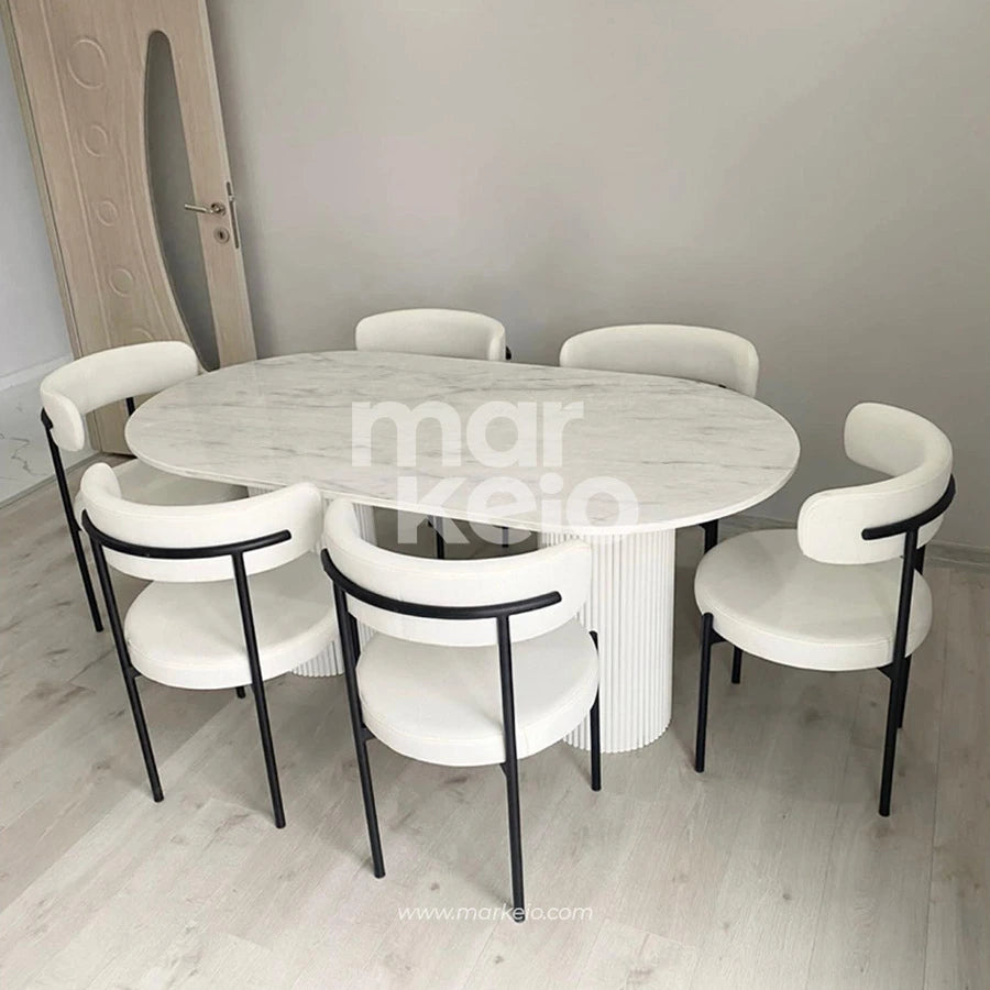 Olevano Pack - Table à manger ovale + 6 chaises