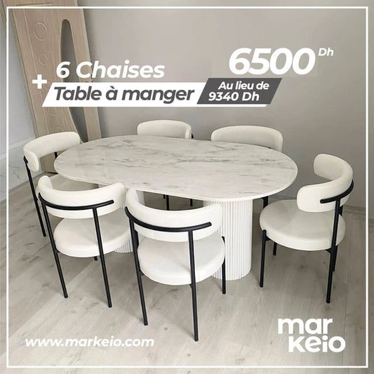 Olevano Pack - Table à manger ovale + 6 chaises