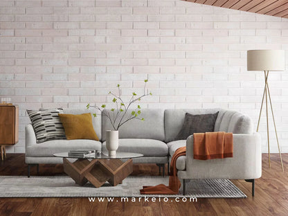 Arika gris clair - Canapé d'angle en forme de L