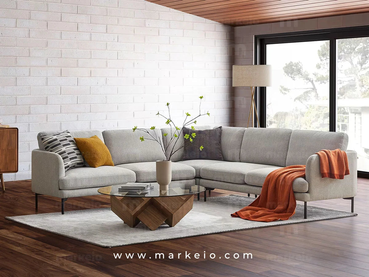 Arika gris clair - Canapé d'angle en forme de L