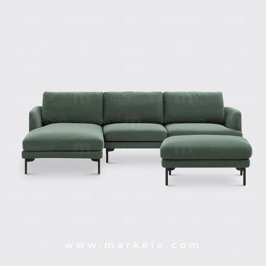 Arika - Canapé méridienne avec pouf