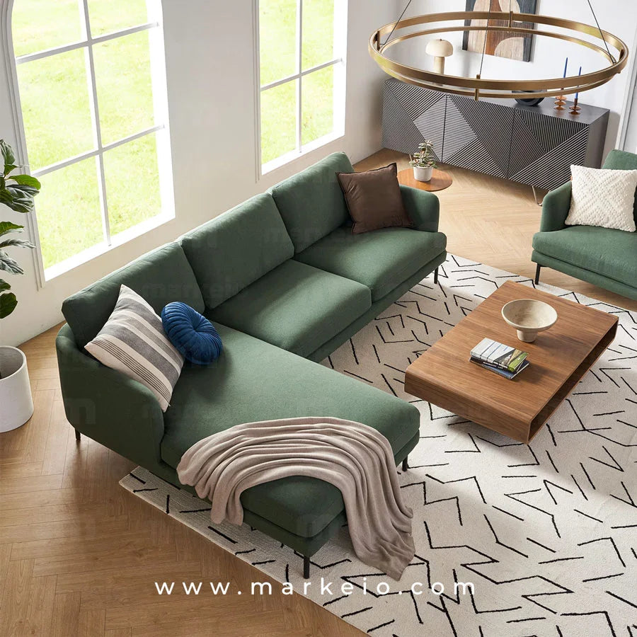 Arika - Canapé méridienne avec pouf