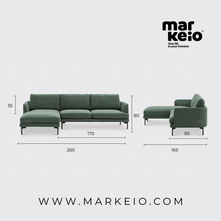 Arika - Canapé méridienne avec pouf