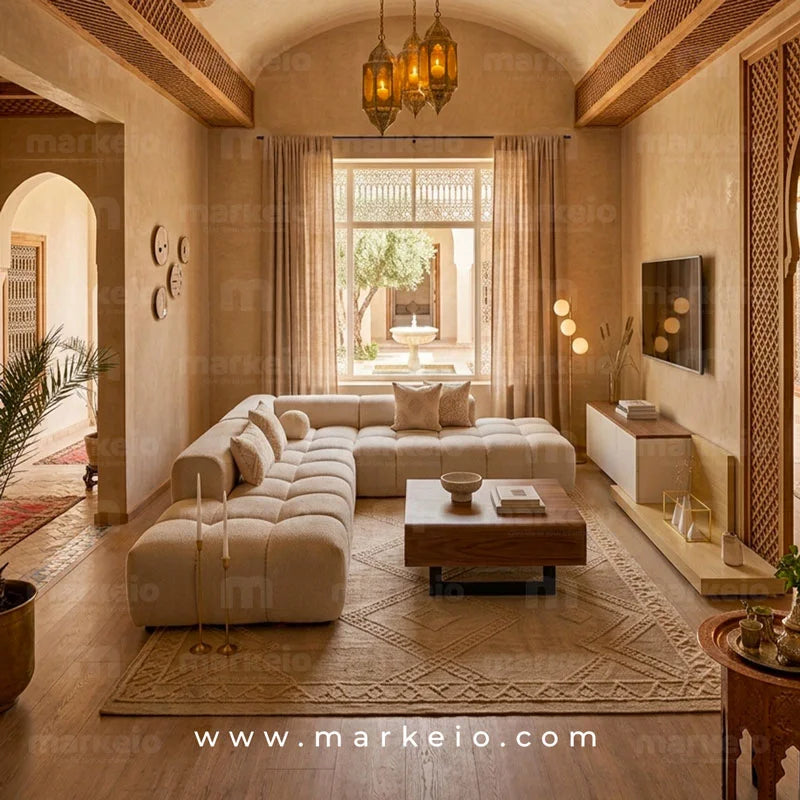 Atiso canapé d’angle en L avec méridienne Bubble design – Markeio Maroc