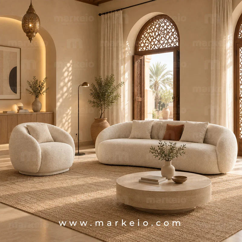 Curve Pack canapé et fauteuil design pour salon moderne au Maroc – Markeio