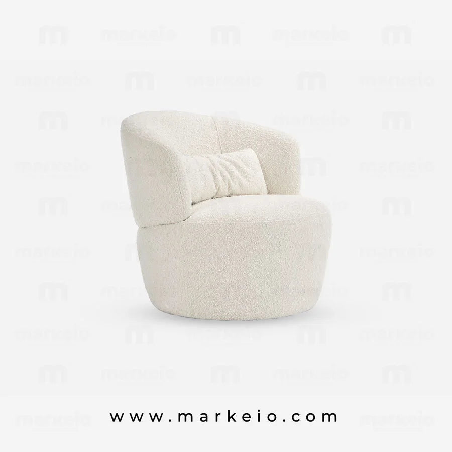 Design contemporain avec le fauteuil Snow aux formes arrondies et douces.