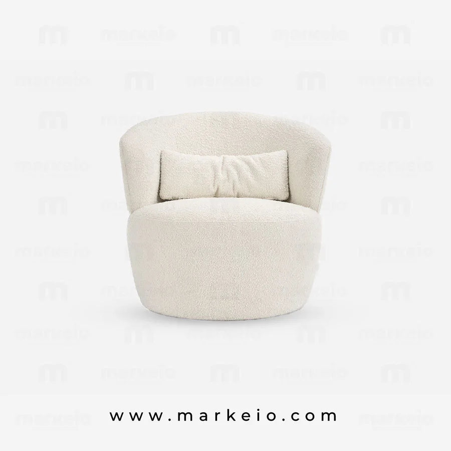 Détail de la texture haut de gamme du tissu bouclette du fauteuil Snow.