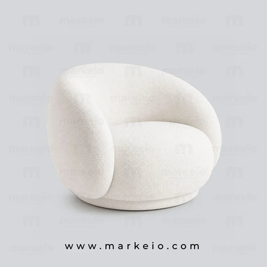 Fauteuil Curve contemporain confortable en tissu bouclé