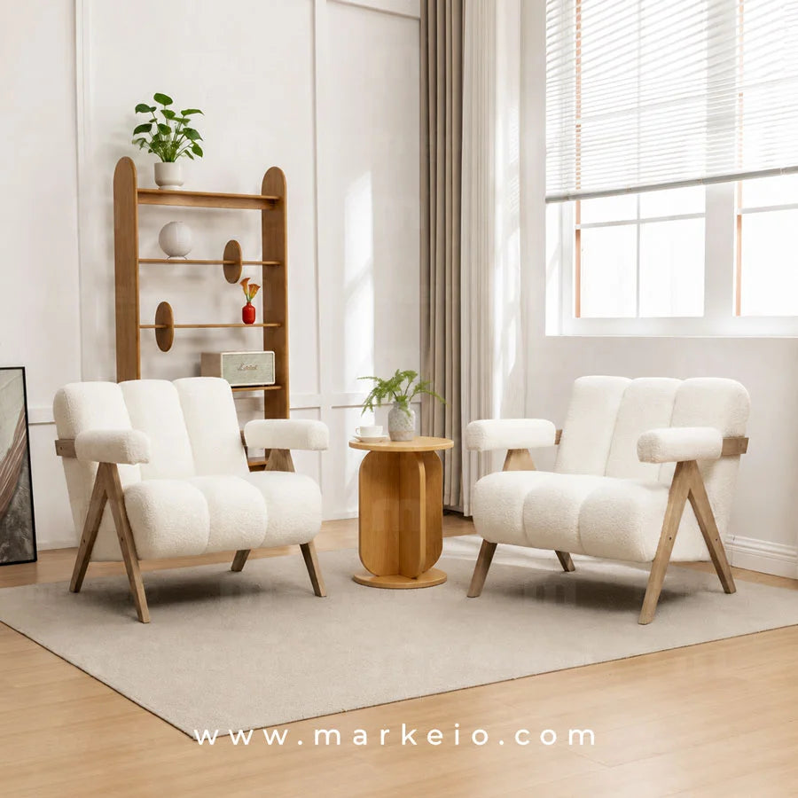 Ensemble Pack Armo complet avec deux fauteuils blancs, plus une table ronde 