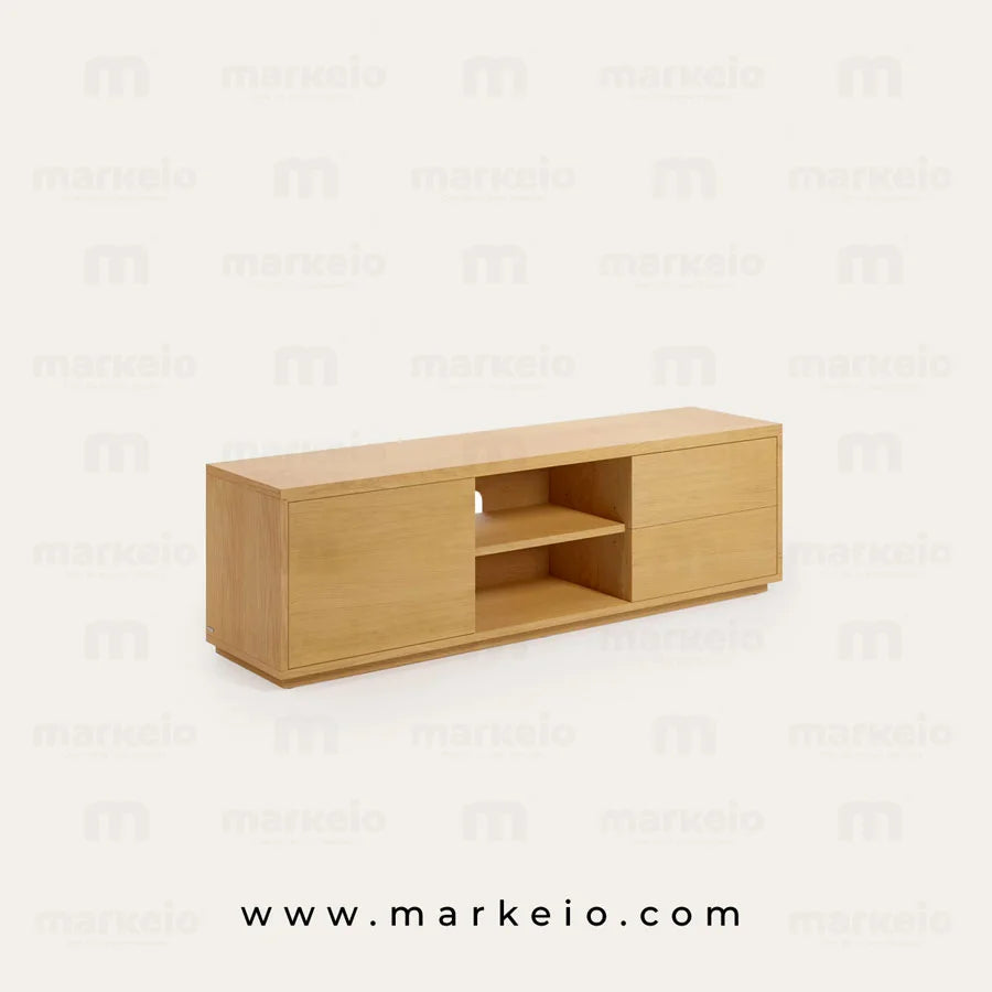 Mobilier de télévision en bois noble pour décoration contemporaine.