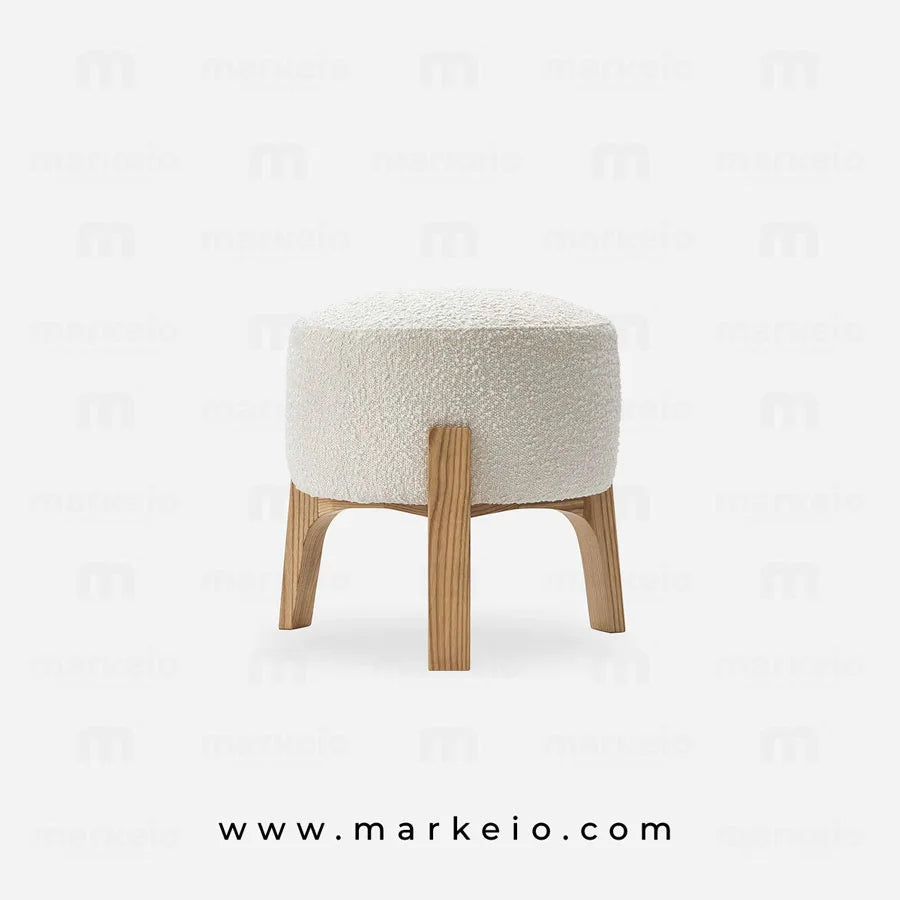 Pouf Snow minimaliste blanc pour une ambiance chaleureuse et lumineuse.