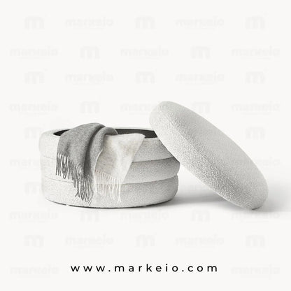 Petit meuble de rangement design aux formes arrondies et douces.