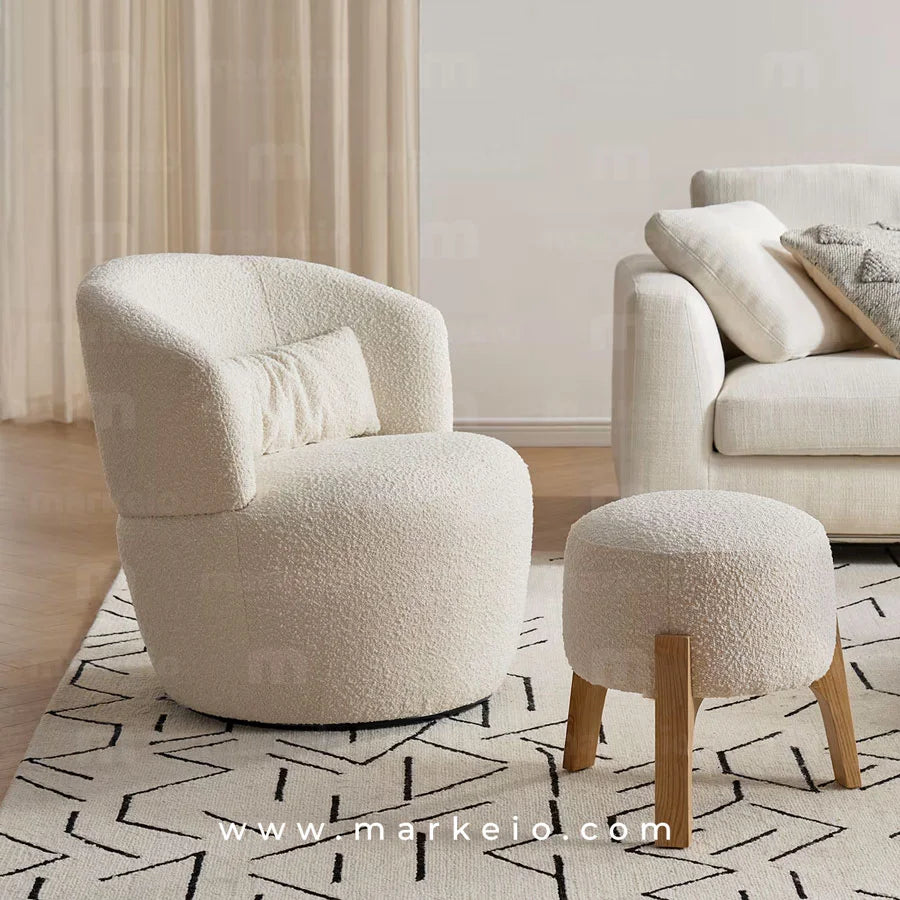 Pouf rond confortable et élégant de la gamme textile Markeio.